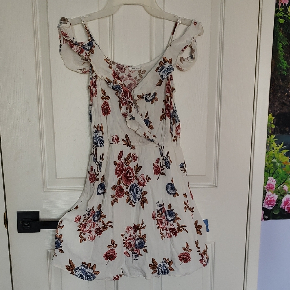 Blu Pepper Floral Ruffle Sleeve Blouse - Red, Blue, Cream